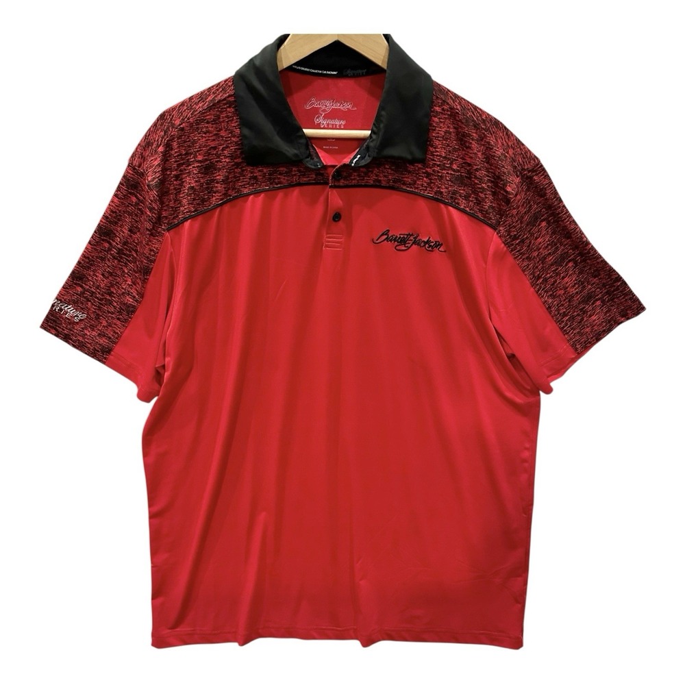 Barrett Jackson Shirt Mens L Red Signature Series Short‎ Sleeves Polo Cars